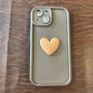 Brown Heart iPhone 15 Case with Protective Edges